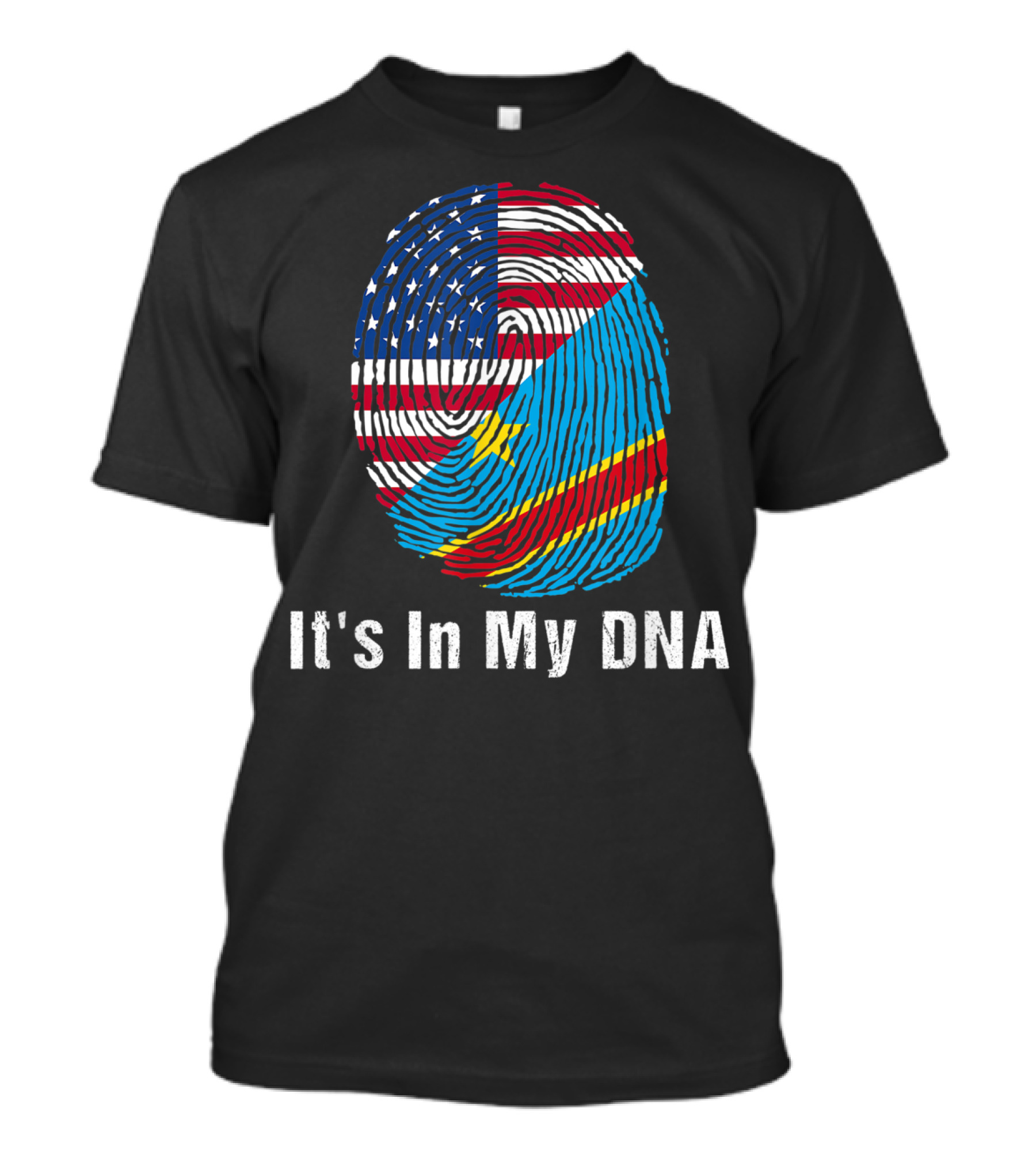 It's In My DNA Dr Of Congo Flag USA Flag Fingerprint T-Shirt