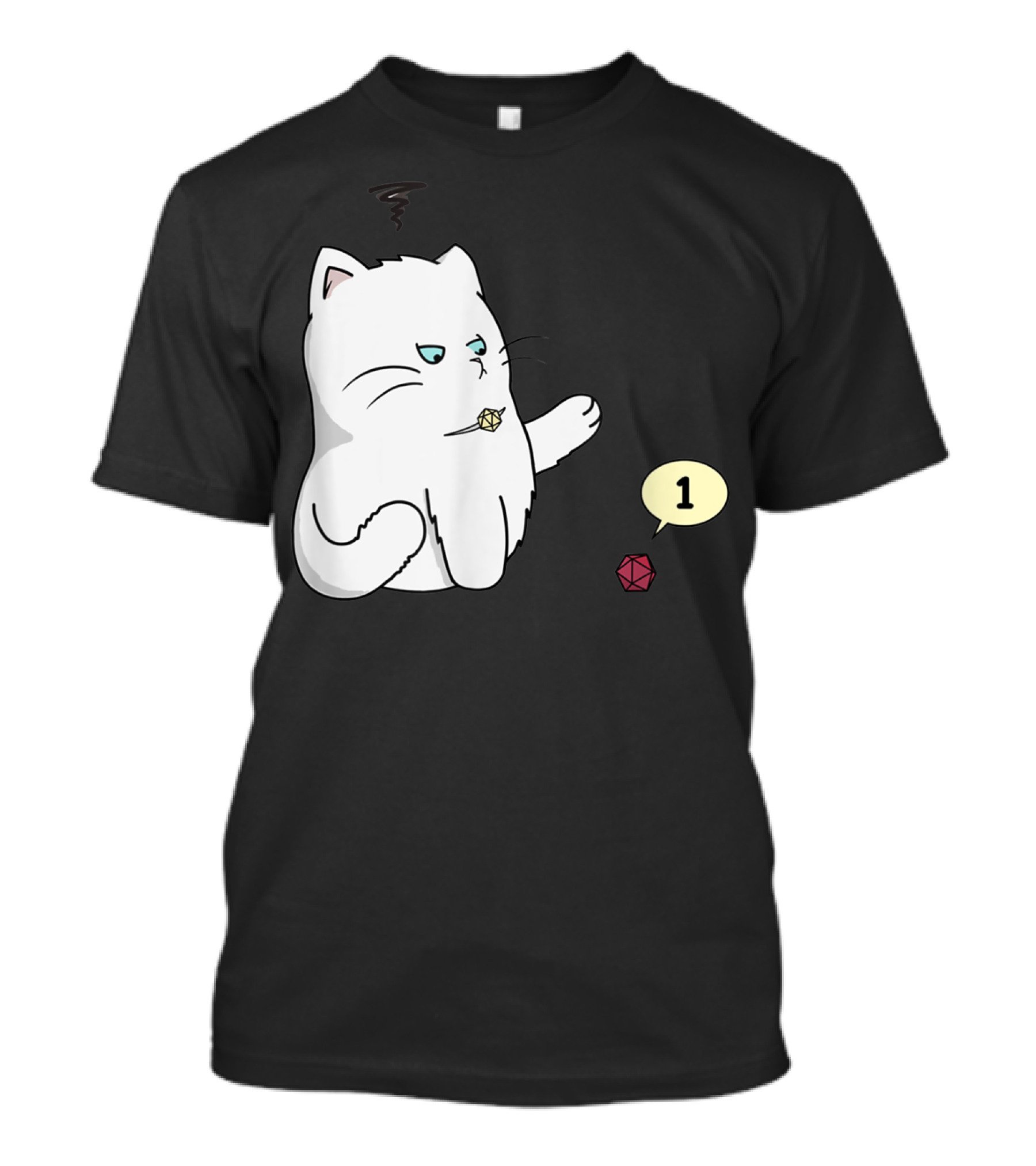 Funny Cat Rolling Dice Critical Failure Dungeons And Cats Cat Lovers T-Shirt