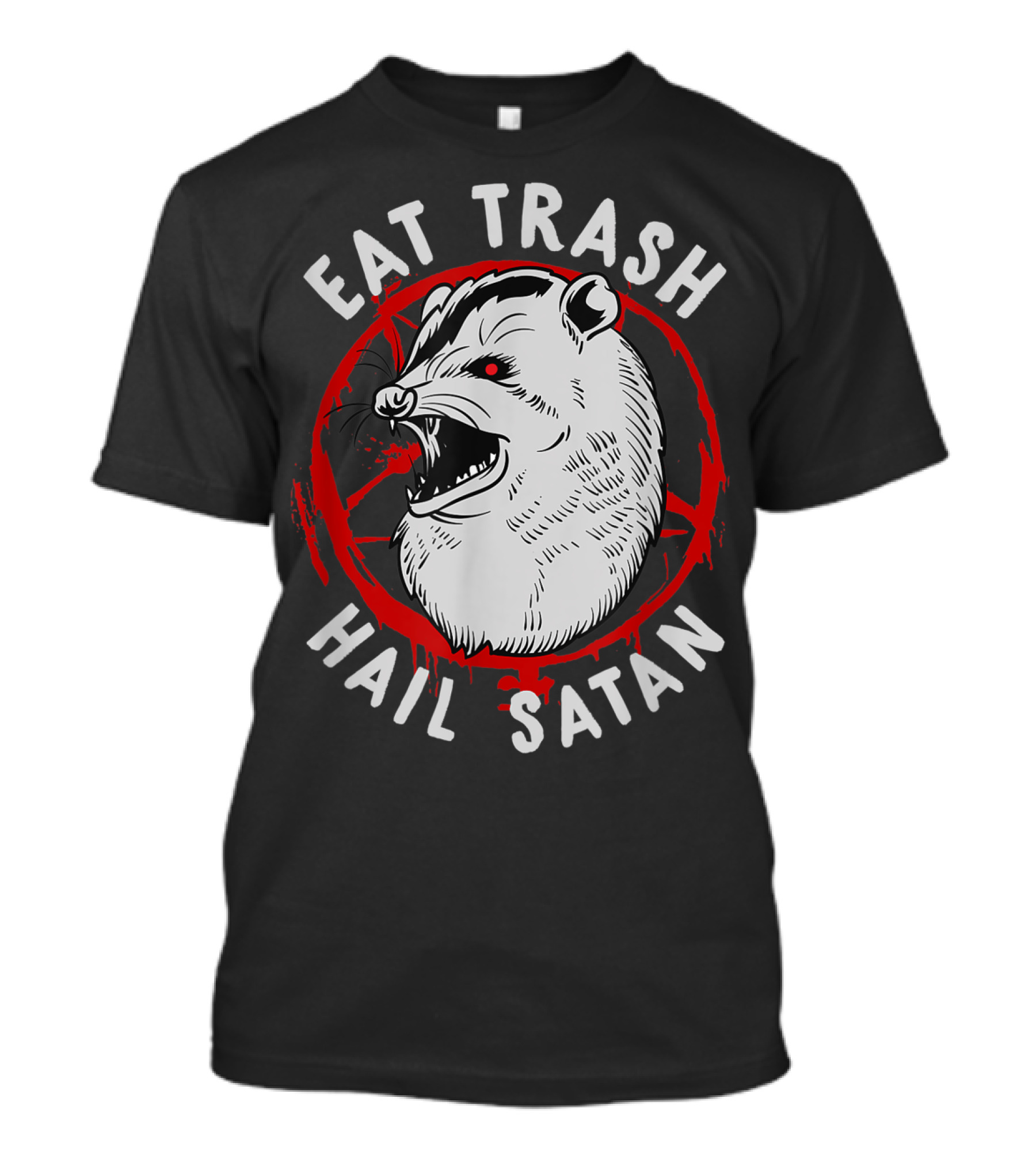 Eat Trash Hail Satan Occult Pentagram Possum T-Shirt