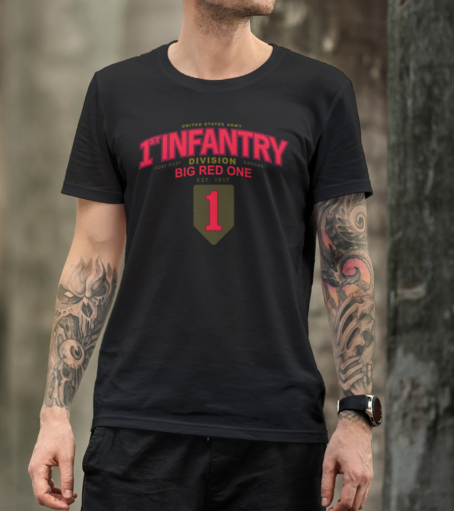United States Army 1st Infantry Division Big Red One Fort Riley Kansas Est. 1917 T-Shirt