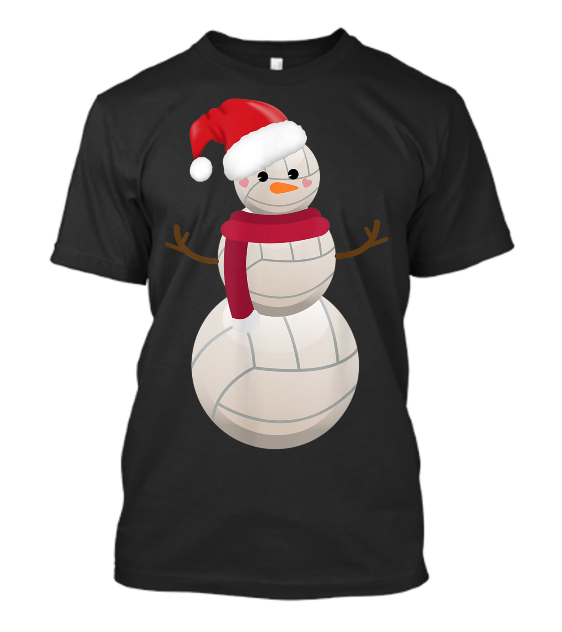 Funny Christmas Snowman Volleyball Santa Hat T-Shirt