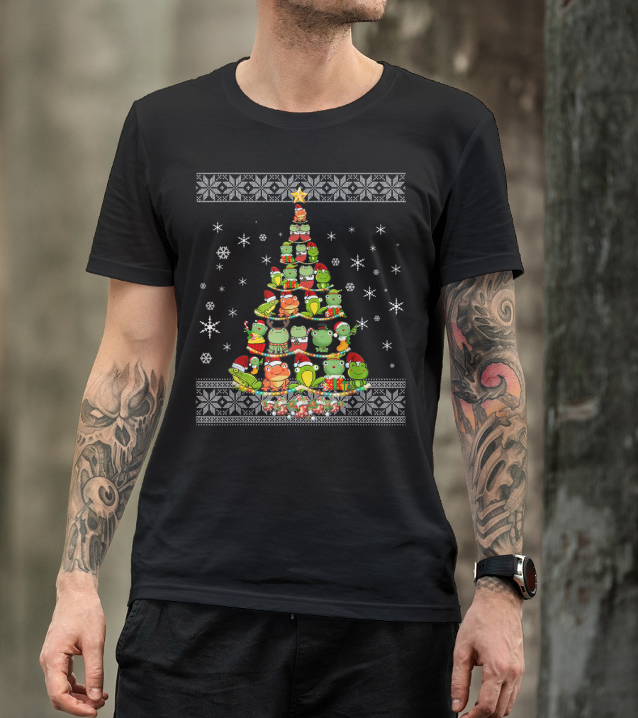 Funny Frog Lovers Ugly Christmas Tree T-Shirt