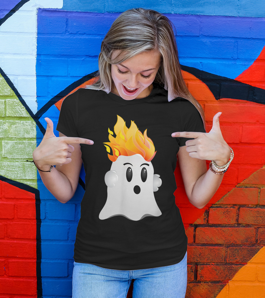 Funny Halloween Ghost With Fiery Redhead Ginger Hair Ginga T-Shirt