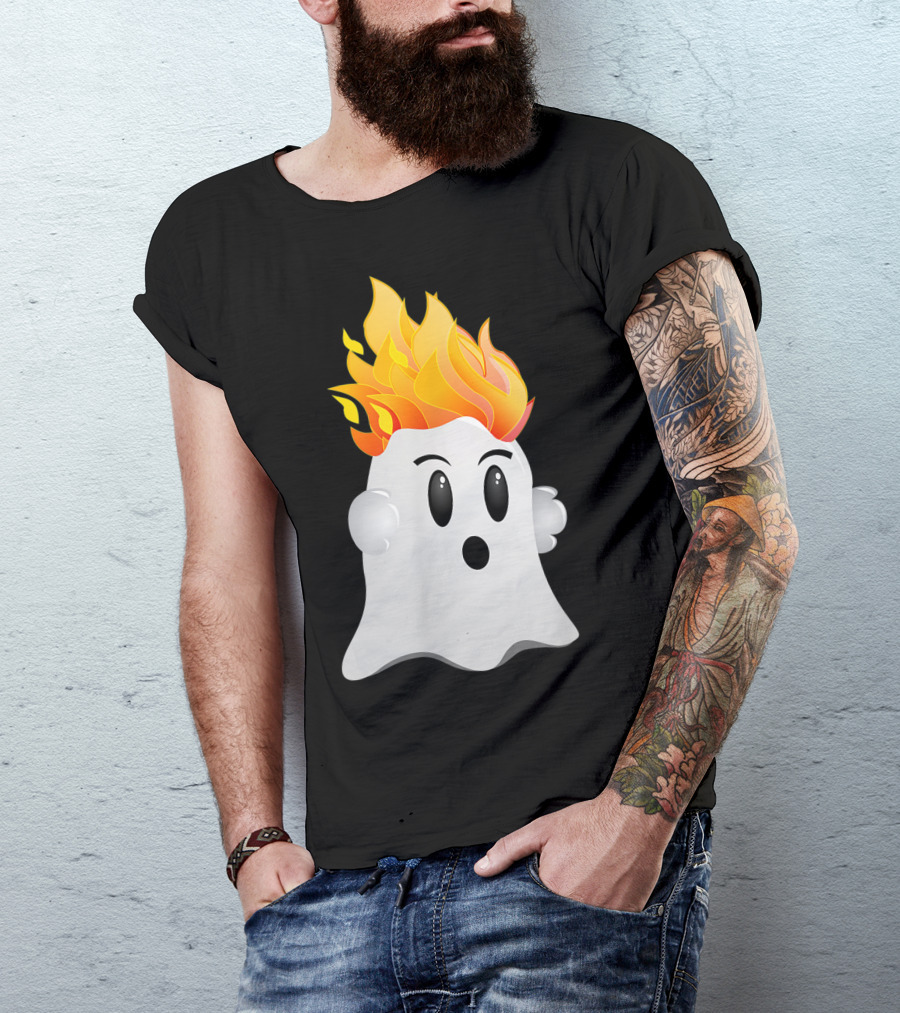 Funny Halloween Ghost With Fiery Redhead Ginger Hair Ginga T-Shirt