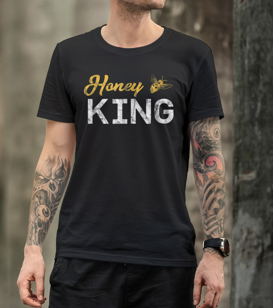 Honey King Funny Men's Bumble Bee White Text And Image T-Shirt