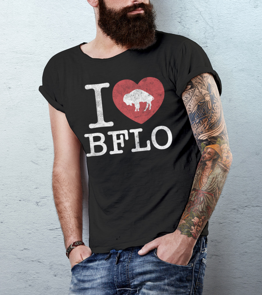 I Love BFLO Buffalo Vintage New York With Bison T-Shirt