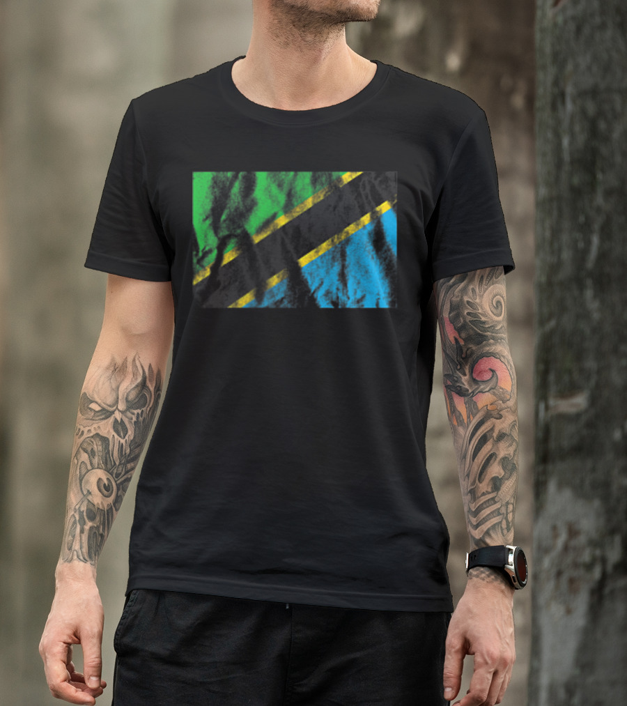 Distressed Tanzania Country Flag Pocket T-Shirt