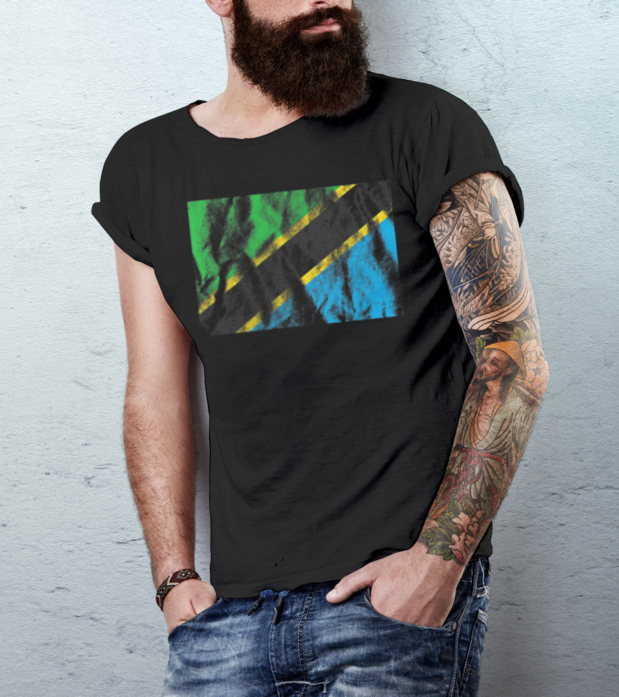 Distressed Tanzania Country Flag Pocket T-Shirt