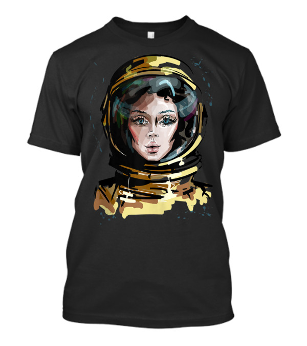 Female Astronaut Portrait In Space For Lovers Of Outer Exploration T-Shirt