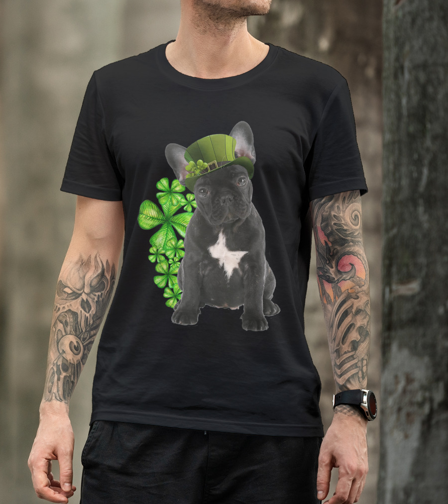 French Bulldogs St. Patrick's Day Shamrock Hat Dog Lovers T-Shirt