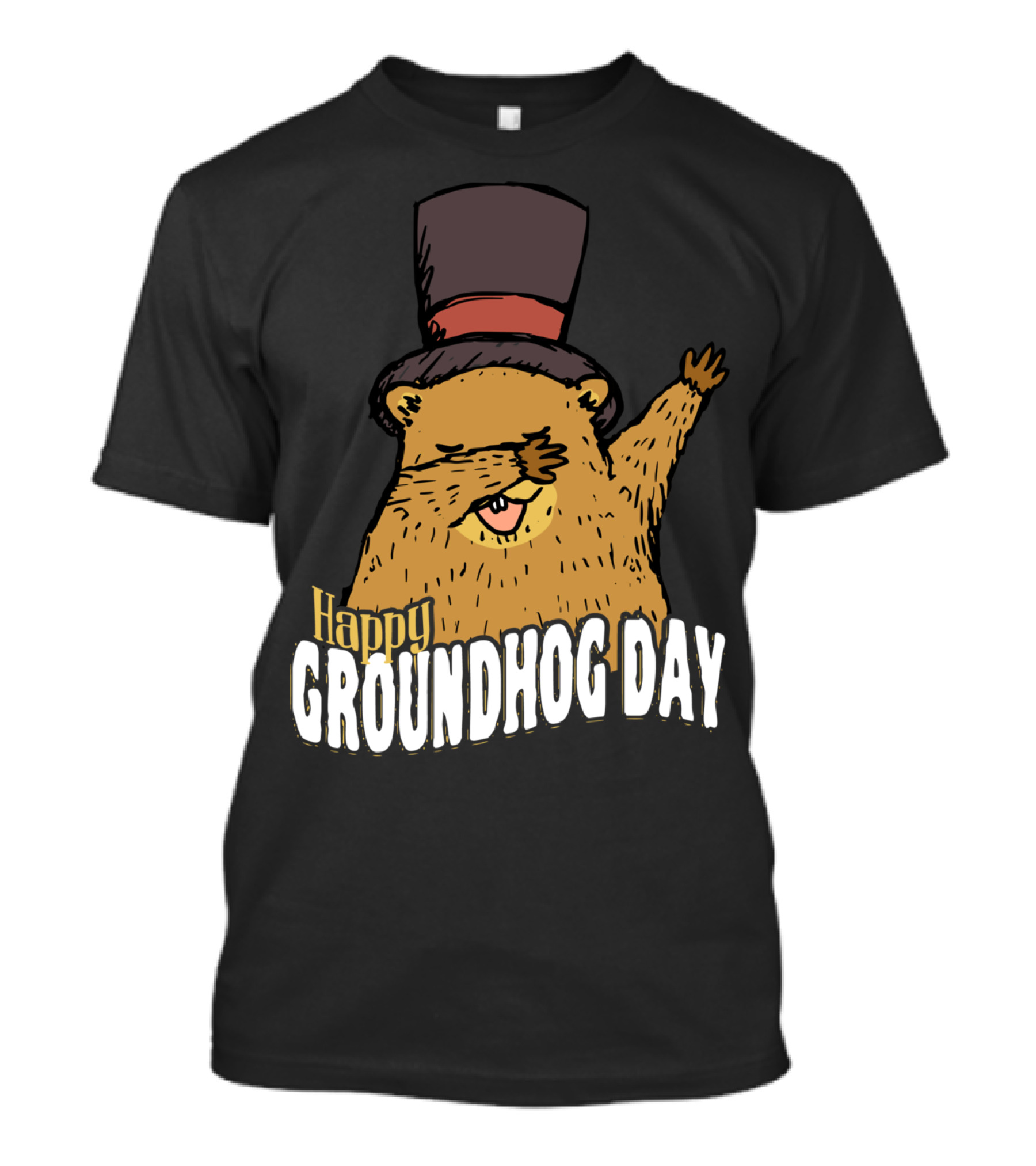 Happy Groundhog Day Dabbing Groundhog With Top Hat T-Shirt