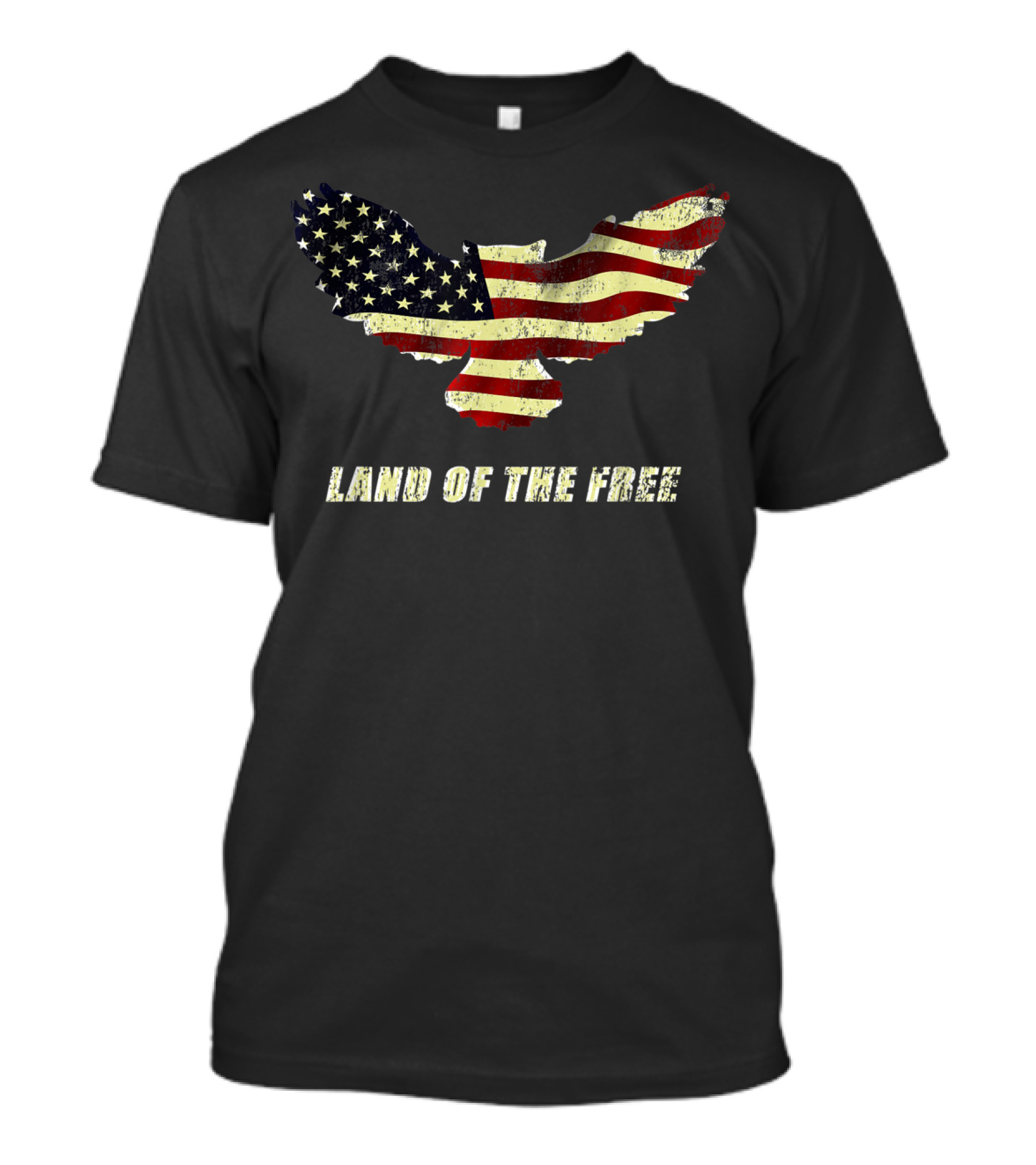 Land Of The Free American Flag Owl Bird Shape T-Shirt
