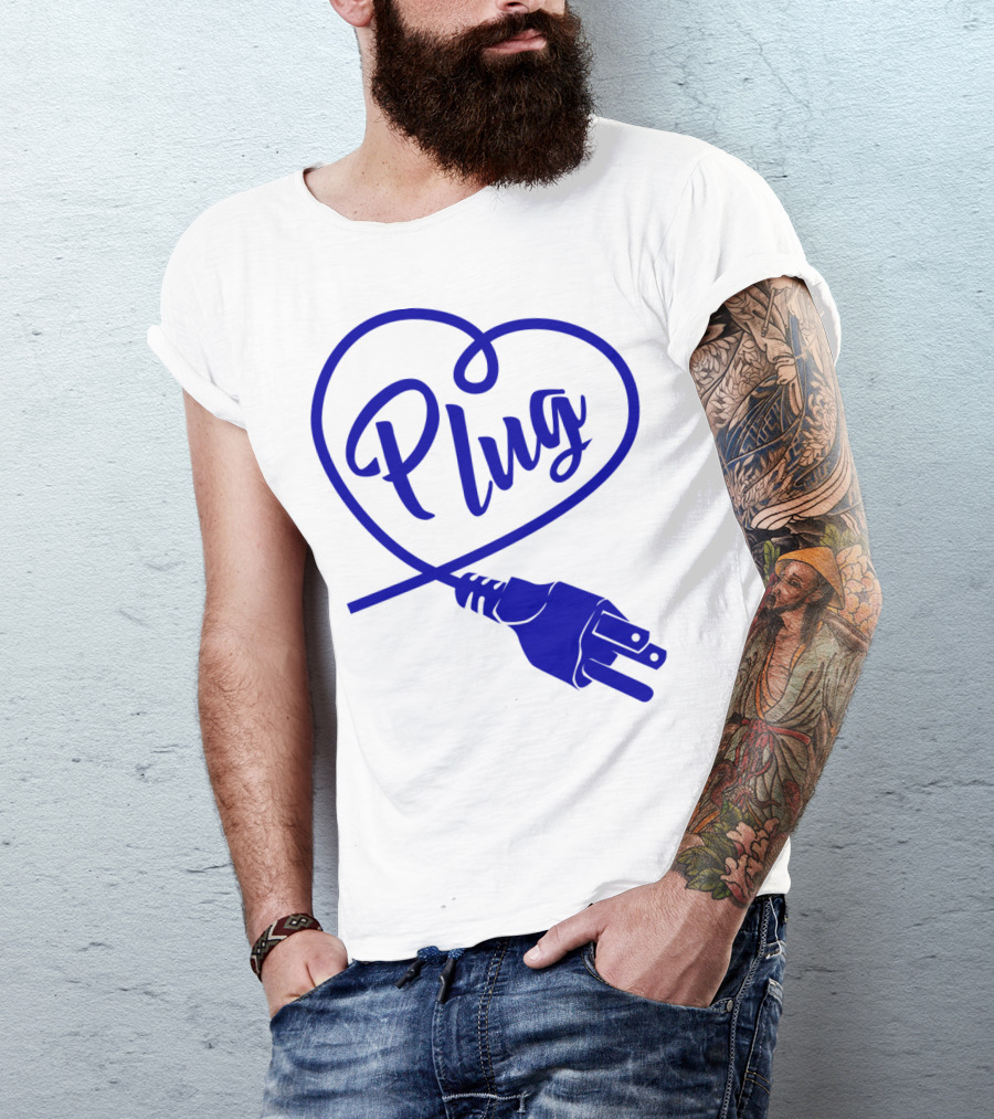 Plug Heart Cool Match Couplet Video Gamer T-Shirt