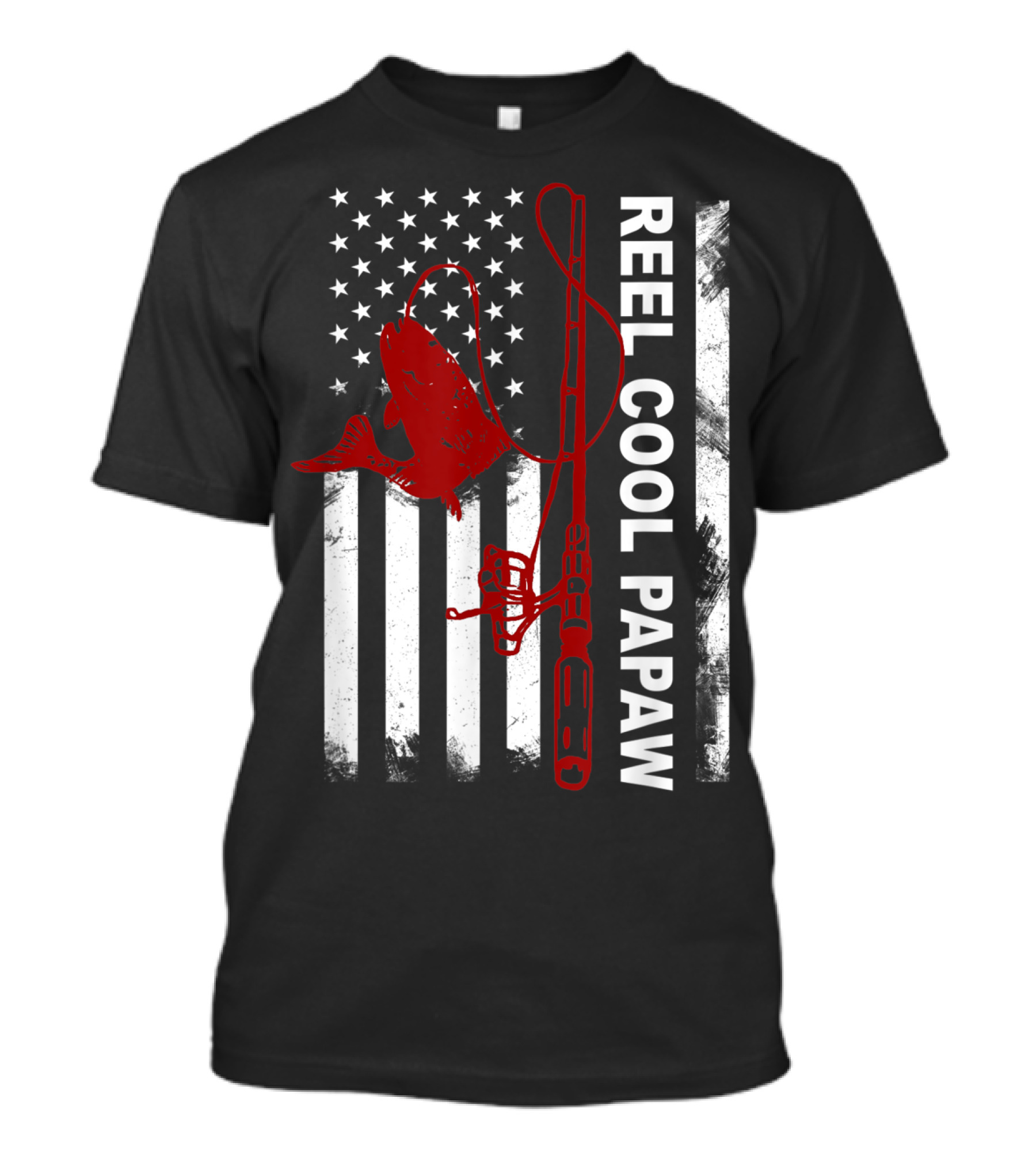Reel Cool Papaw American Flag Fishing Rod July T-Shirt