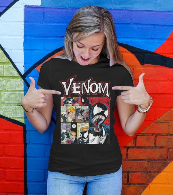 Venom Marvel Classic Comic Panels Sneak Attack Scene T-Shirt