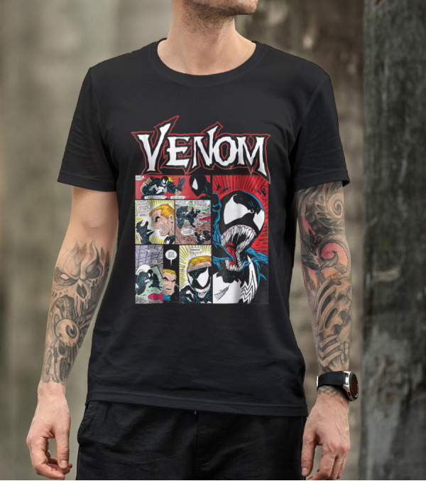Venom Marvel Classic Comic Panels Sneak Attack Scene T-Shirt