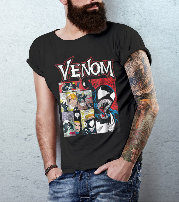 Venom Marvel Classic Comic Panels Sneak Attack Scene T-Shirt
