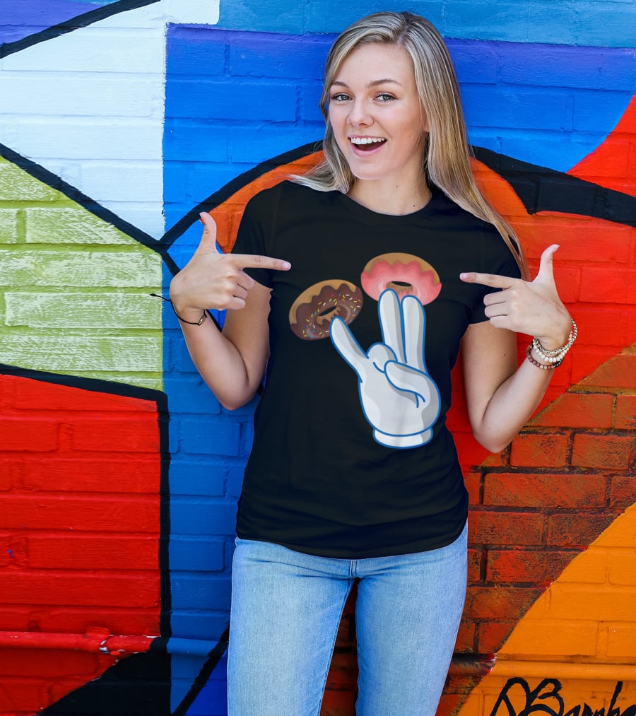 2 In The Pink 1 In The Stink Hand Gesture With Two Sprinkle Donuts Dark Humor T-Shirt