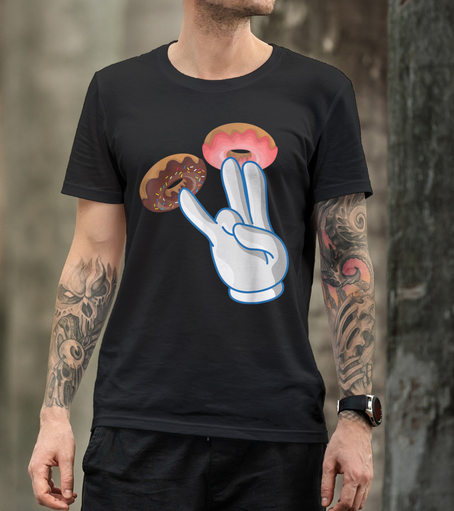 2 In The Pink 1 In The Stink Hand Gesture With Two Sprinkle Donuts Dark Humor T-Shirt