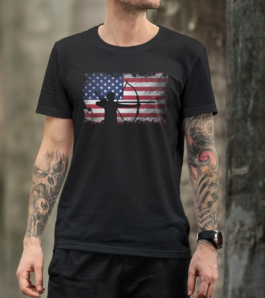 USA Flag Archery American Patriotic Player T-Shirt