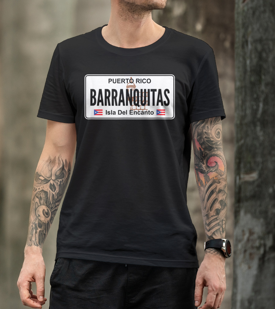 Puerto Rico Barranquitas Isla Del Encanto License Plate T-Shirt