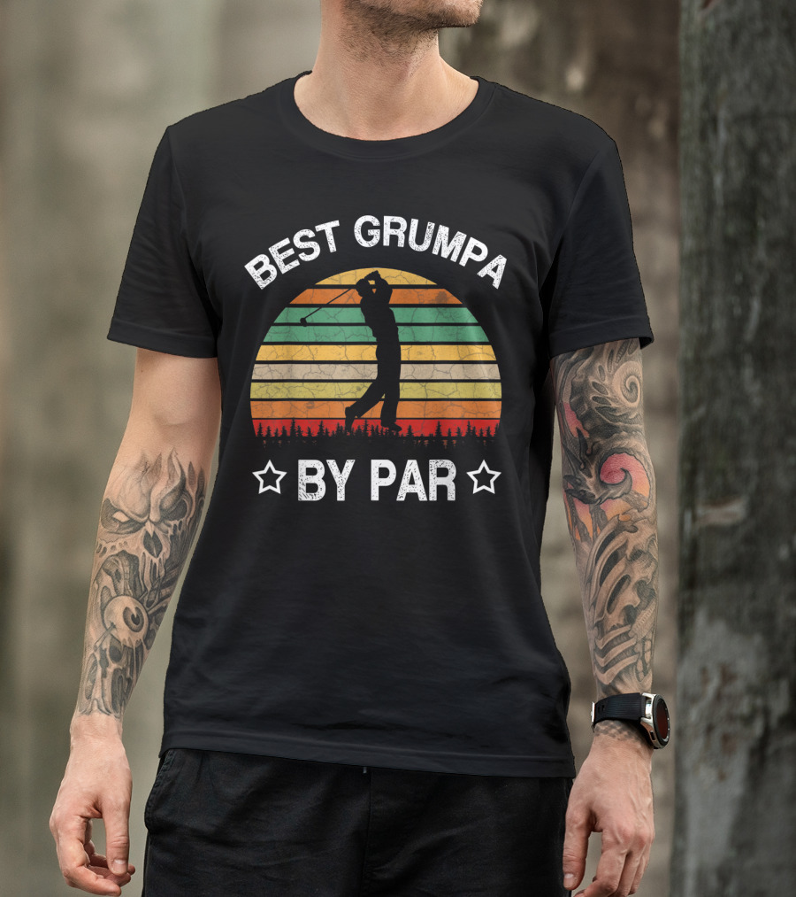 Best Grumpa By Par Golf Vintage Sunset T-Shirt