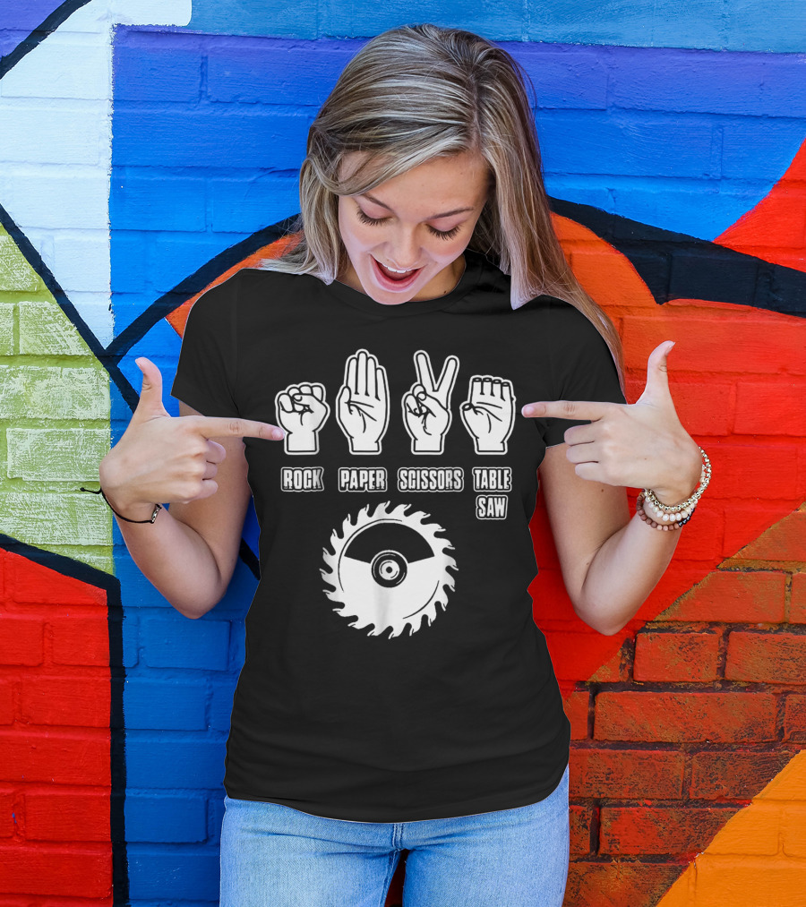 Rock Paper Scissors Table Saw Carpenter T-Shirt
