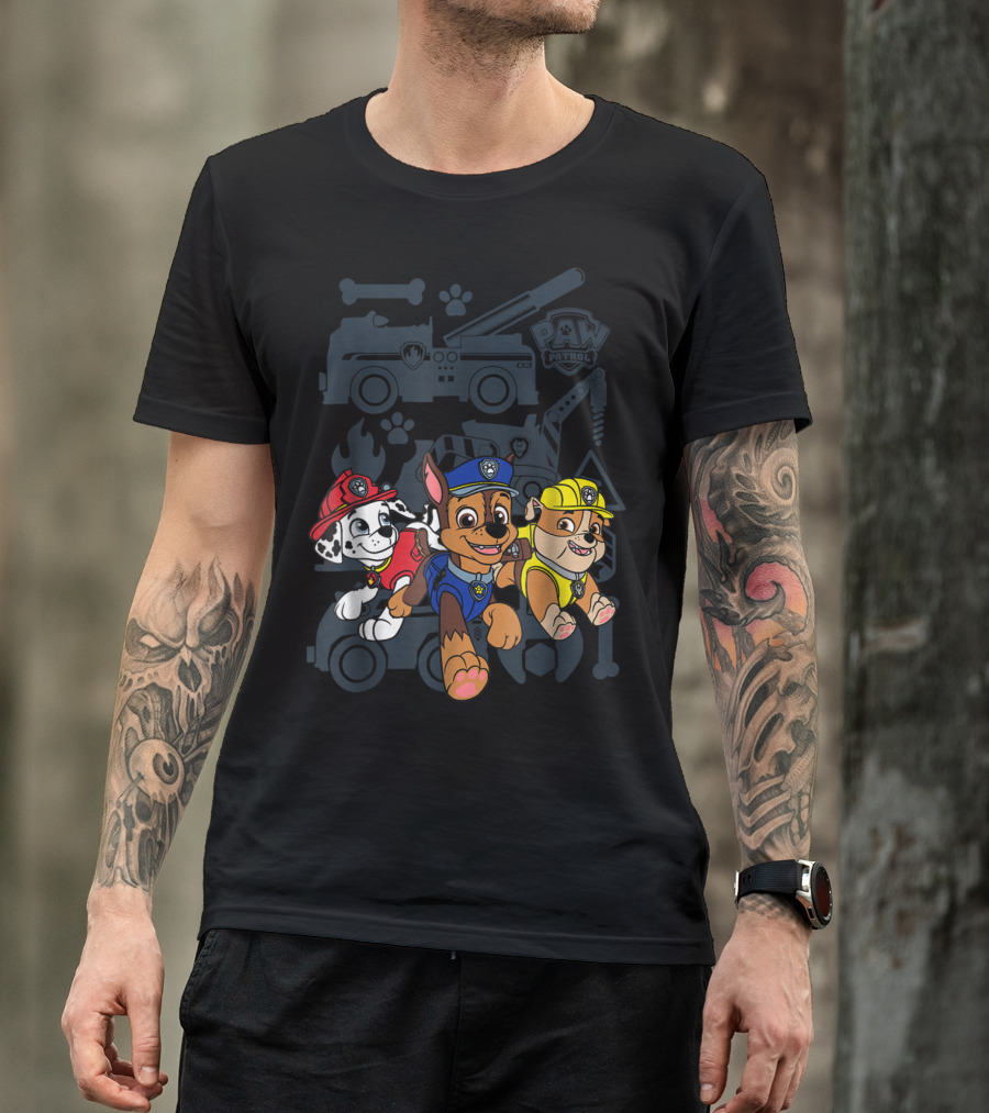Paw Patrol Chase Marshall Rubble Adventure Vehicles T-Shirt