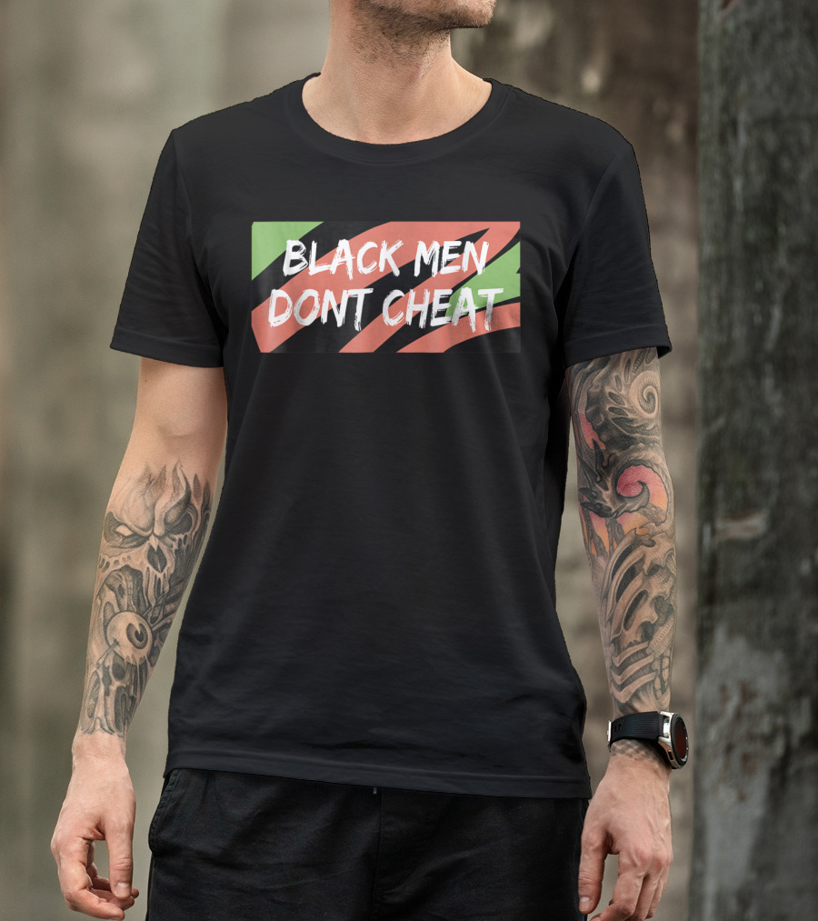 BLACK MEN DONT CHEAT Black Red Green Stripes T-Shirt