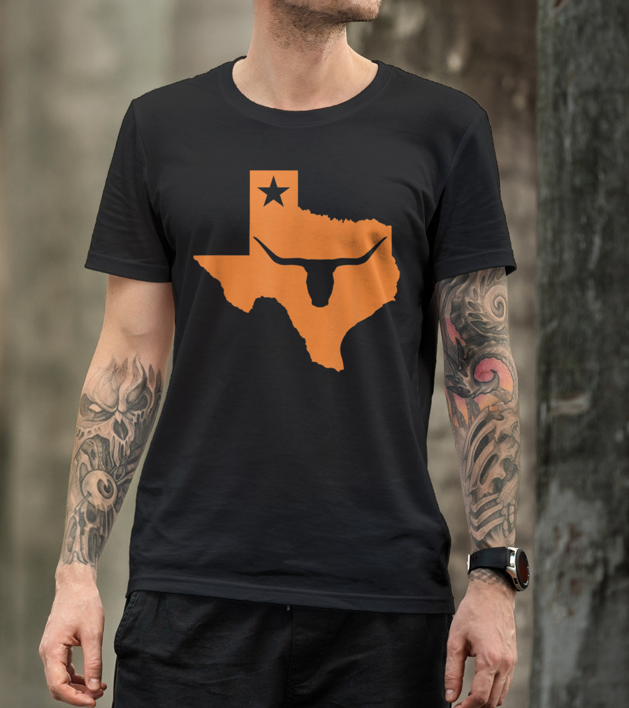 Texas Longhorn Bull Orange State Star T-Shirt