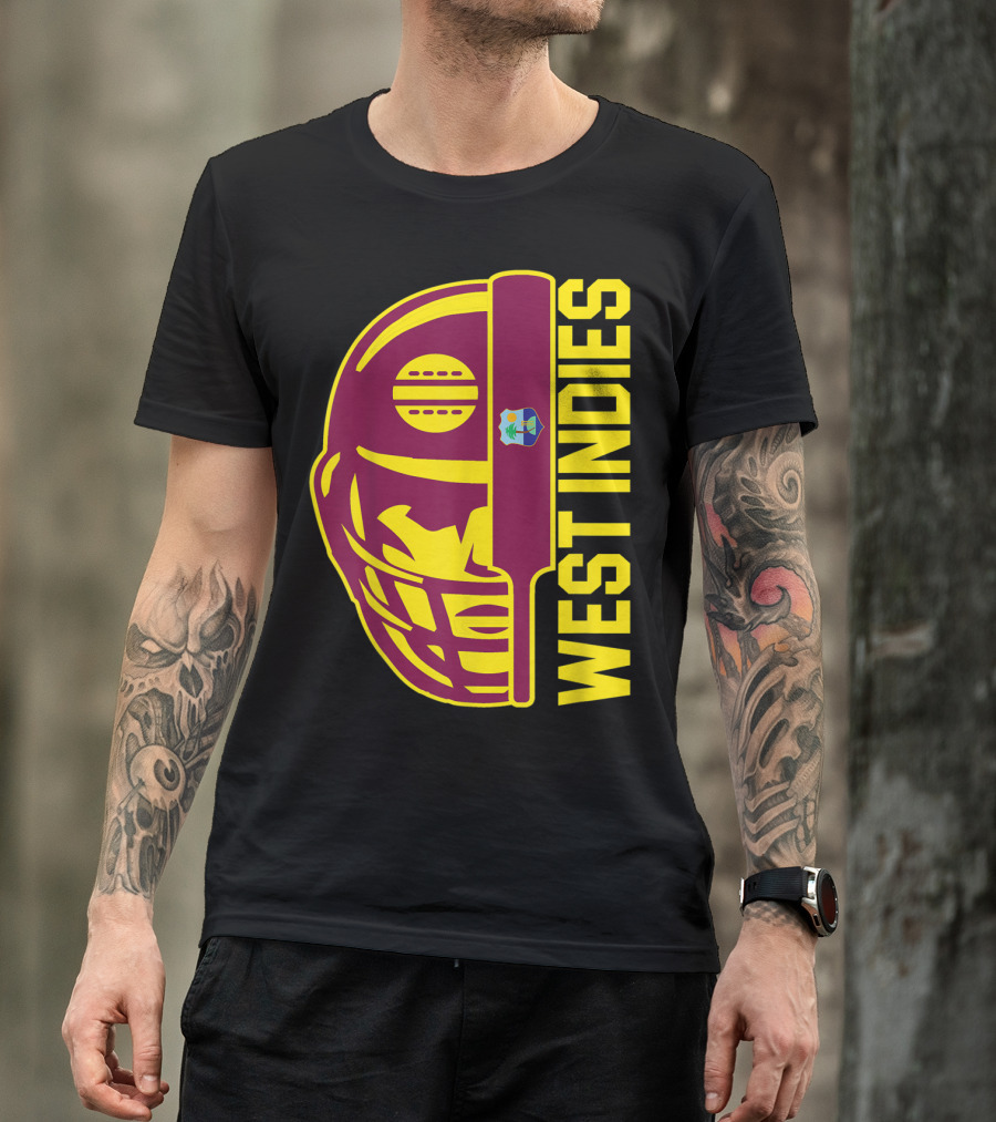 West Indies Cricket Fan Helmet Emblem With Ball And Bat T-Shirt