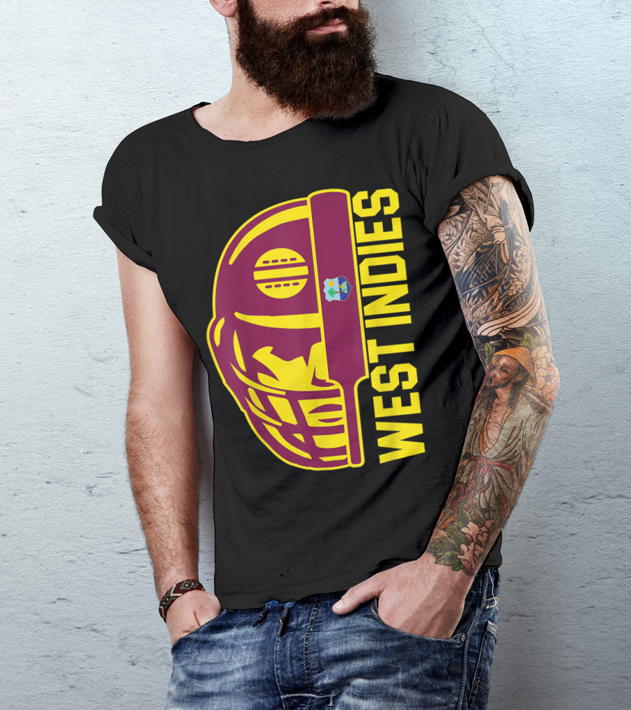 West Indies Cricket Fan Helmet Emblem With Ball And Bat T-Shirt
