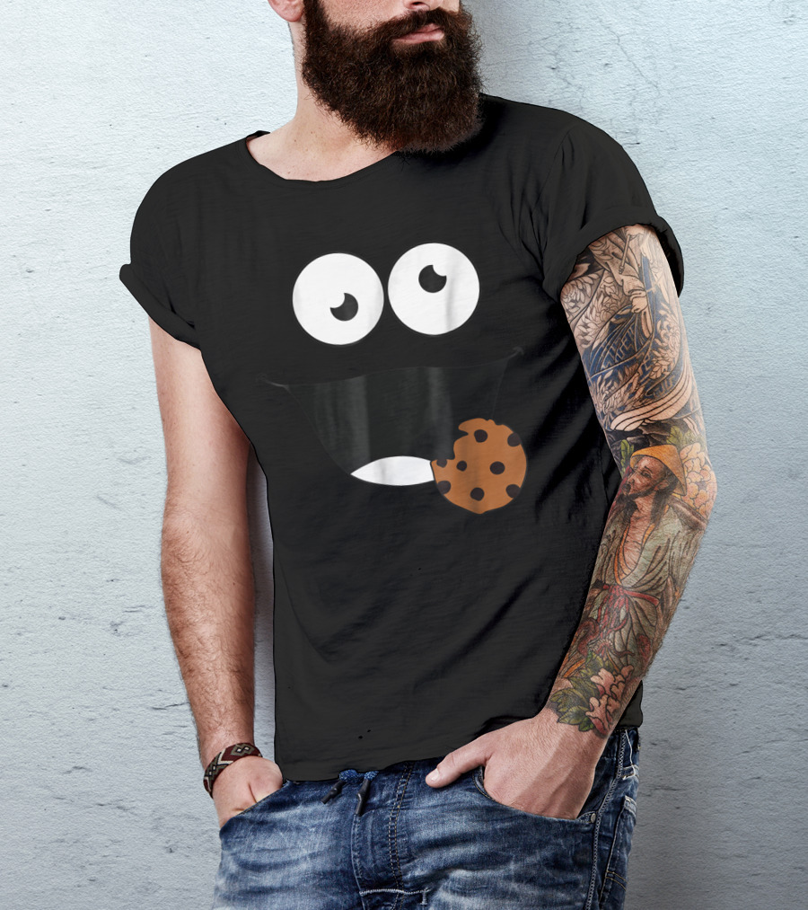 Cute Monster Cookie Funny Face Eating Cookie T-Shirt