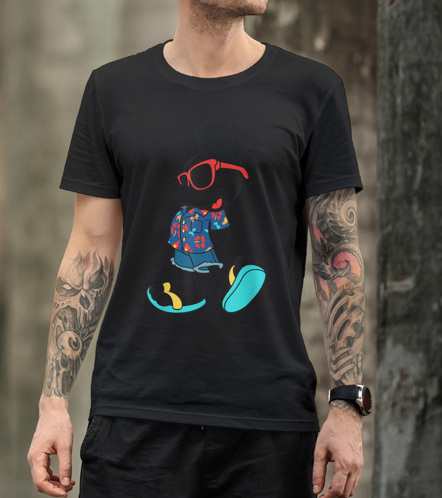 Disney Mickey Mouse Hawaiian Shirt With Sunglasses Summer T-Shirt