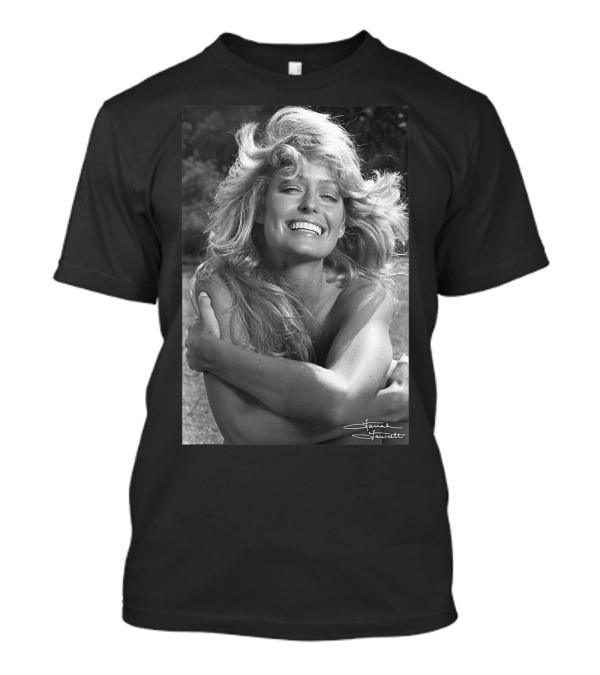 Farrah Fawcett Smiling Black And White Photo T-Shirt
