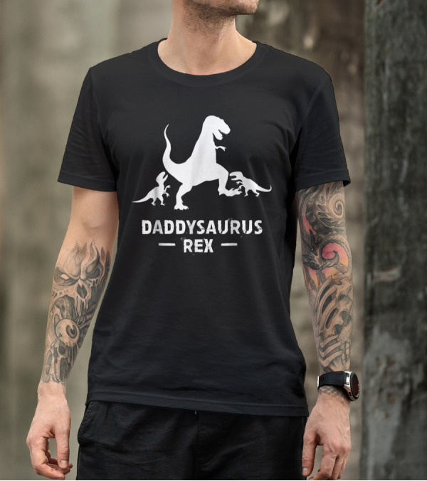 Father's Day Daddysaurus Rex With Dinosaur Family T-Shirt