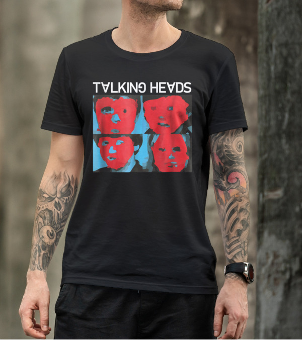 Talking Heads Psycho Killer Red Blue Mask Faces T-Shirt