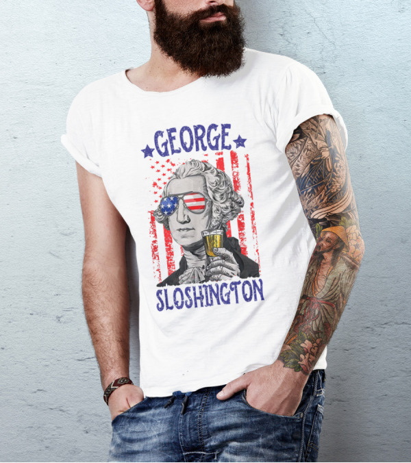 George Sloshington American Flag Beer Patriotic T-Shirt