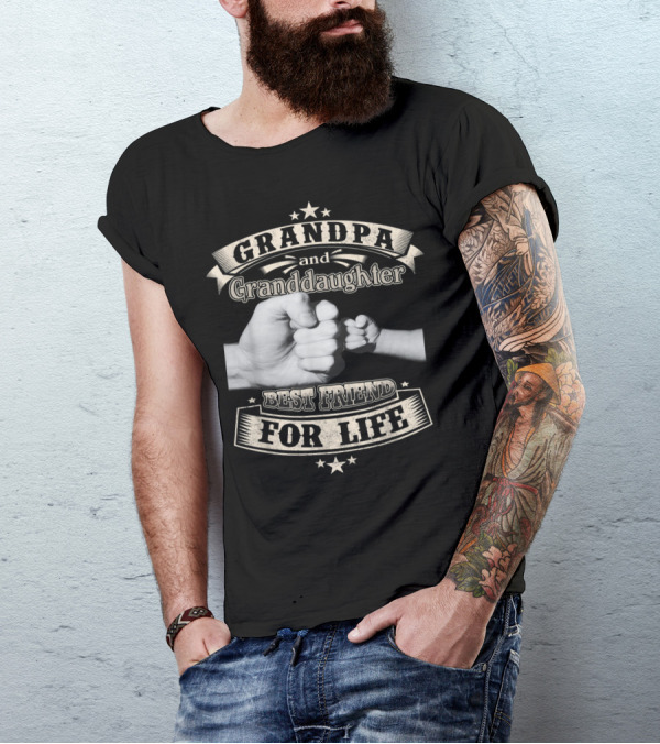 Grandpa And Granddaughter Fist Bump Best Friend For Life With Stars T-Shirt