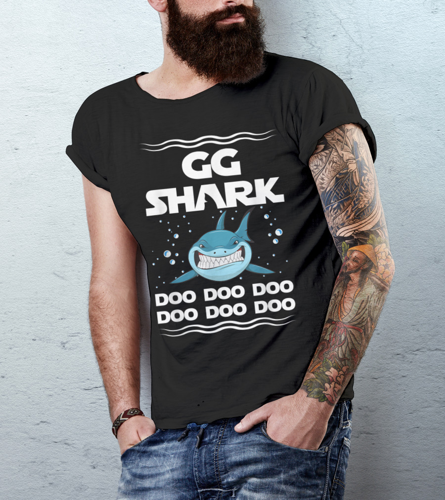 GG Shark Doo Doo Doo Smiling Cartoon Shark With Bubbles T-Shirt