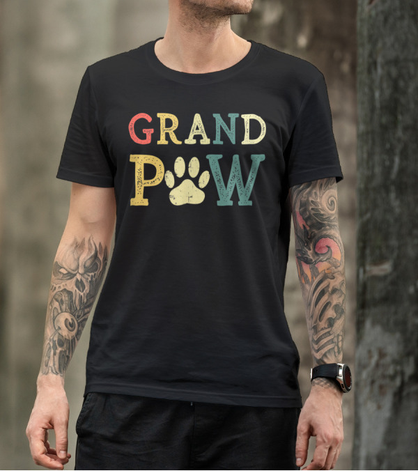 Grandpaw Dog Lover Paw Print Grandpa T-Shirt