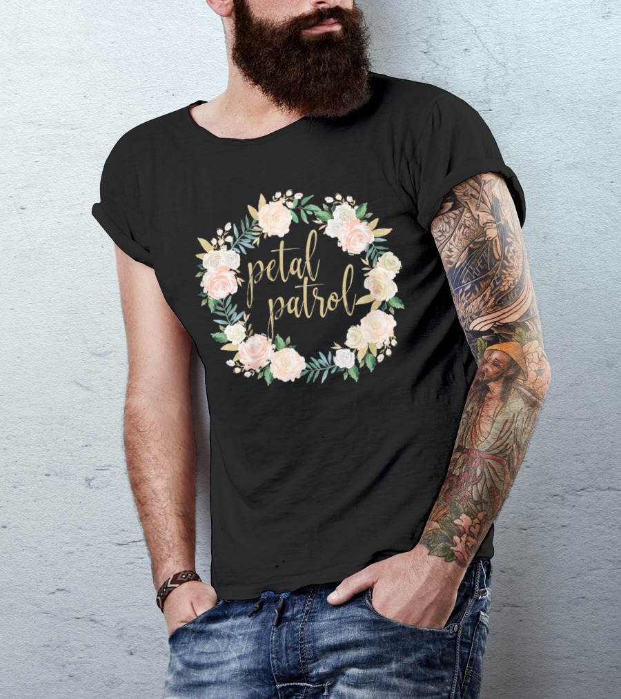 Petal Patrol Pink Blush Floral Wreath Kids Flower Girl T-Shirt