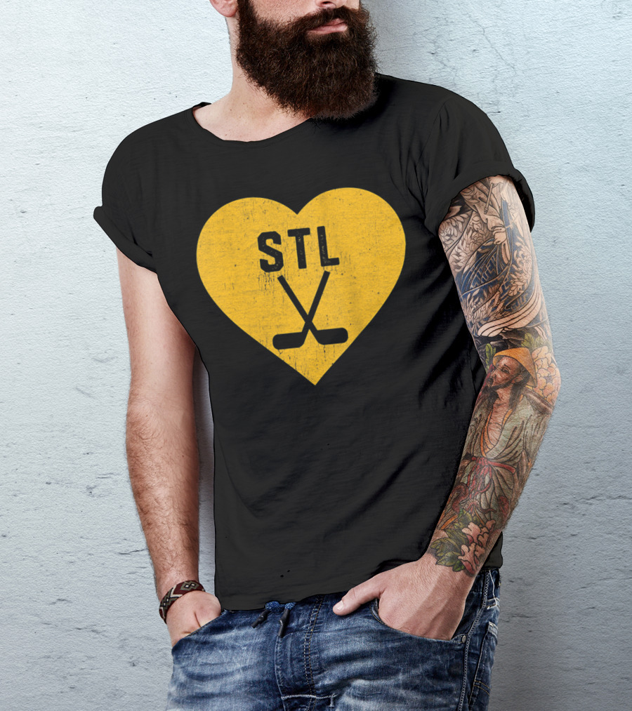 STL Heart With Hockey Sticks St Louis Hockey T-Shirt