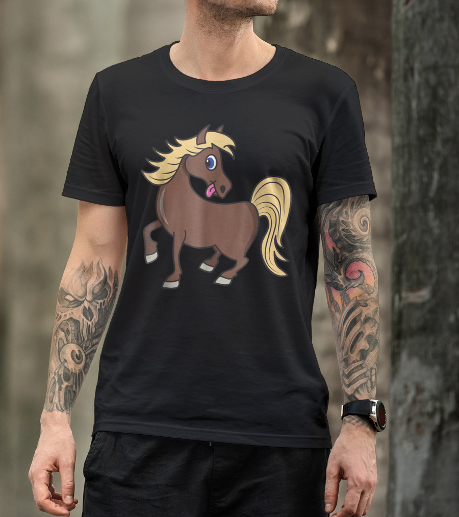 Cute Funny Brown Pony With Blonde Mane T-Shirt