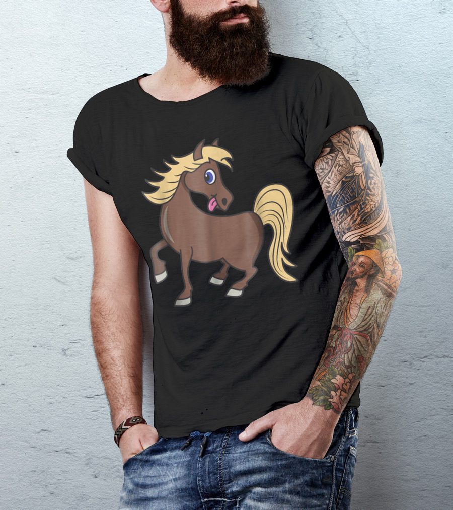 Cute Funny Brown Pony With Blonde Mane T-Shirt