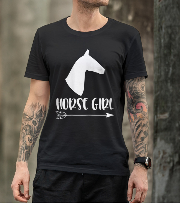 White Horse Girl Silhouette With Arrow I Love My Horses NY T-Shirt