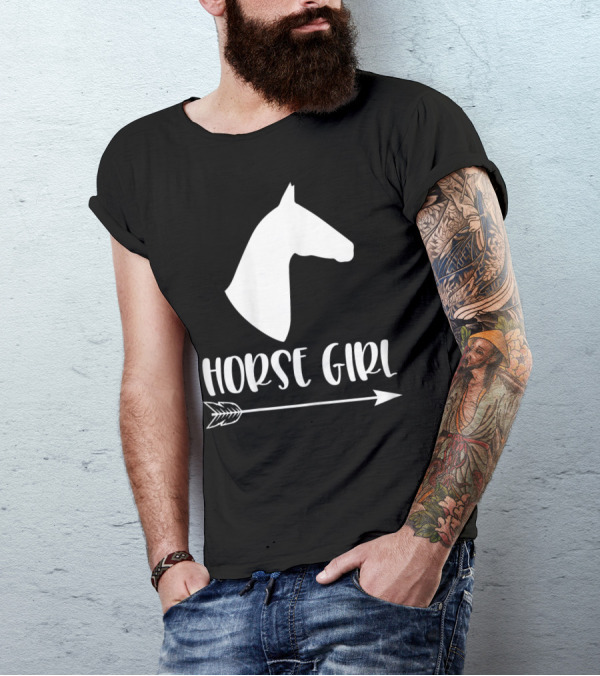 White Horse Girl Silhouette With Arrow I Love My Horses NY T-Shirt