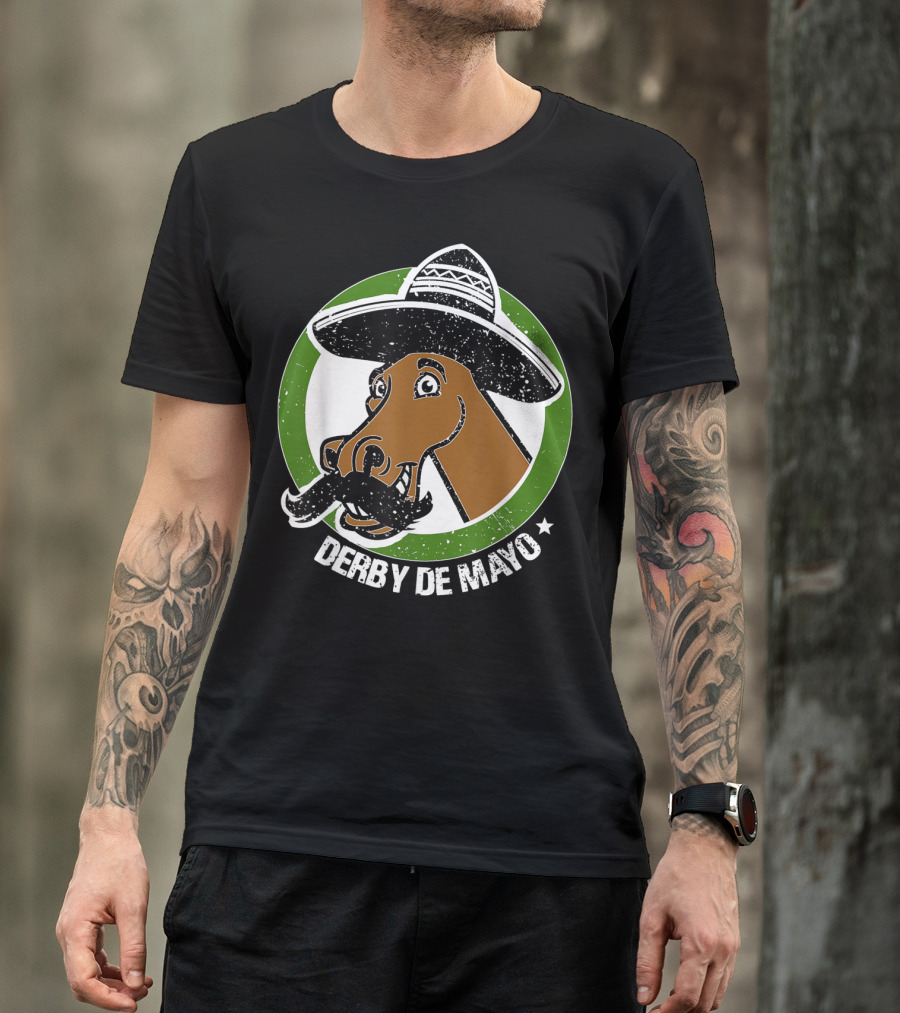 Derby De Mayo Cinco De Mayo Mustached Horse In Sombrero T-Shirt