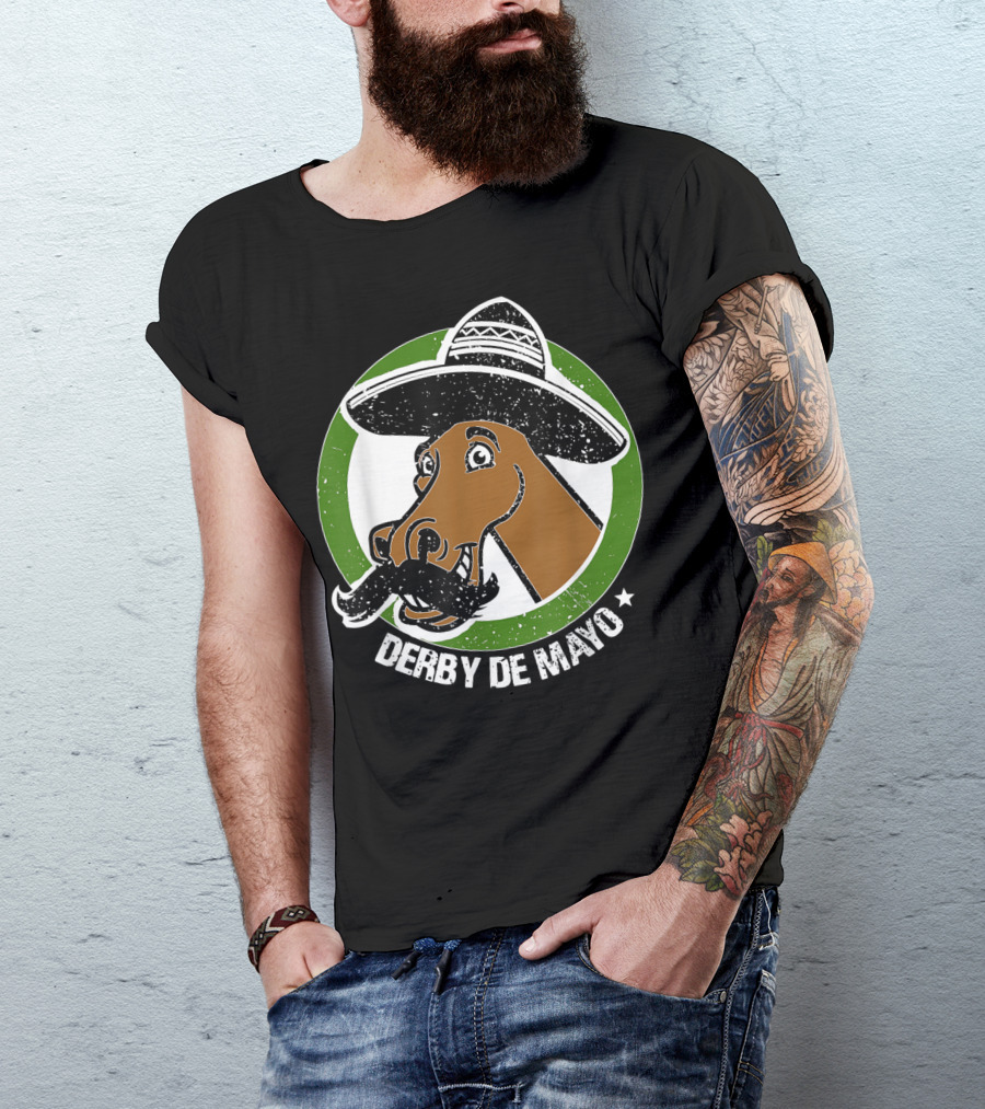 Derby De Mayo Cinco De Mayo Mustached Horse In Sombrero T-Shirt