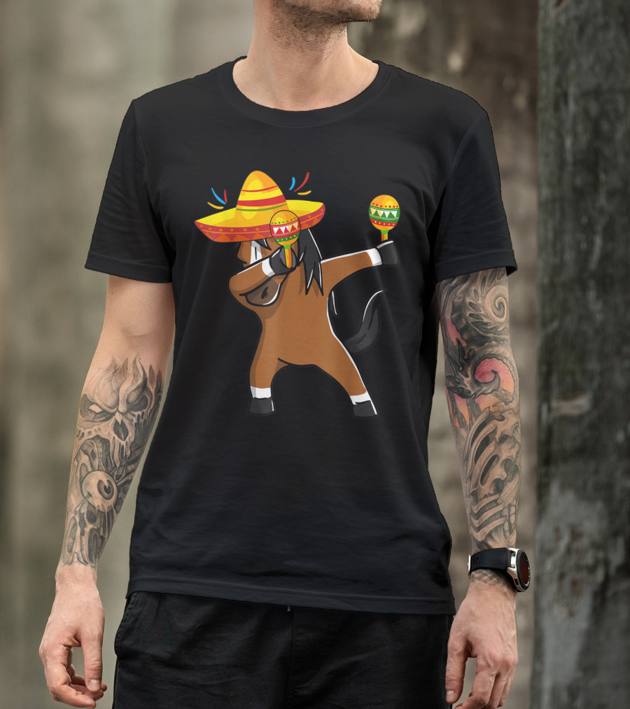 Dabbing Horse Sombrero Maracas Mexican Cinco T-Shirt